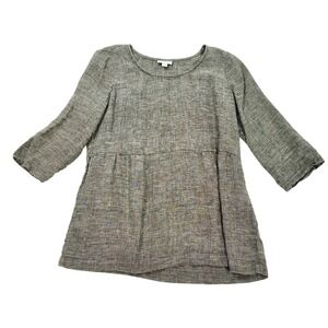 Pure J. Jill XS Linen Blend Lagenlook Flax Tunic Top Green Gray Cottage Granola